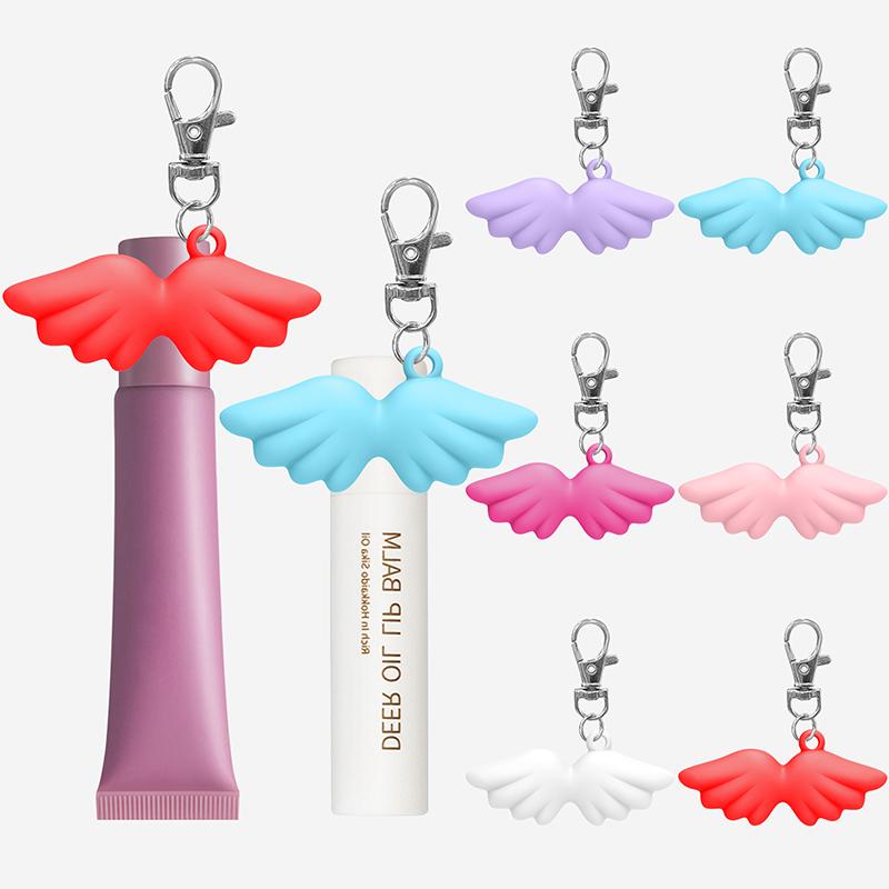 Durable Silicone Lip Balm Keychain - Reusable Lipstick Storage Cap with Key Ring for Makeup On-The-Go