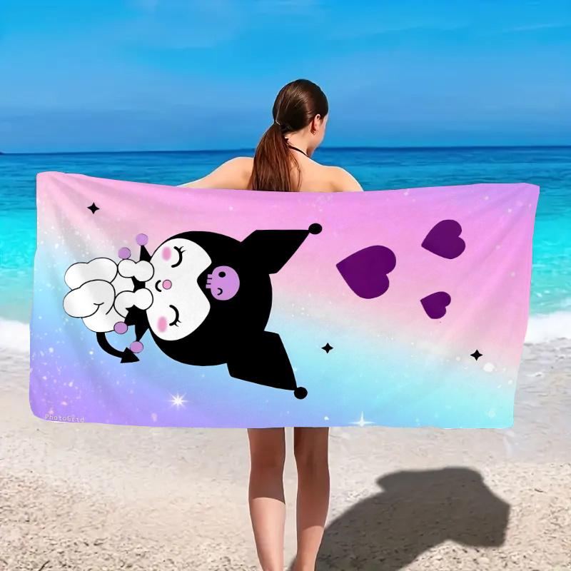 Kuromi Beach Towel Single Sided 2DPrint Quick Dry Microfiber Towel for Kids Girls for Beach Pool Bath Cute Kawaii Aesthetic Vibe