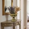Spacious Wide Antique Metal Planter Small Urn Flower Pot Pedestal Vases For Florals Arrangements And Decors Gift