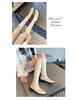 V-Mouth Knee-High Western Cowboy Boots for Women with Thick Calves - Plus Size, Mid-Heel, Slim Fit, Autumn/Winter.