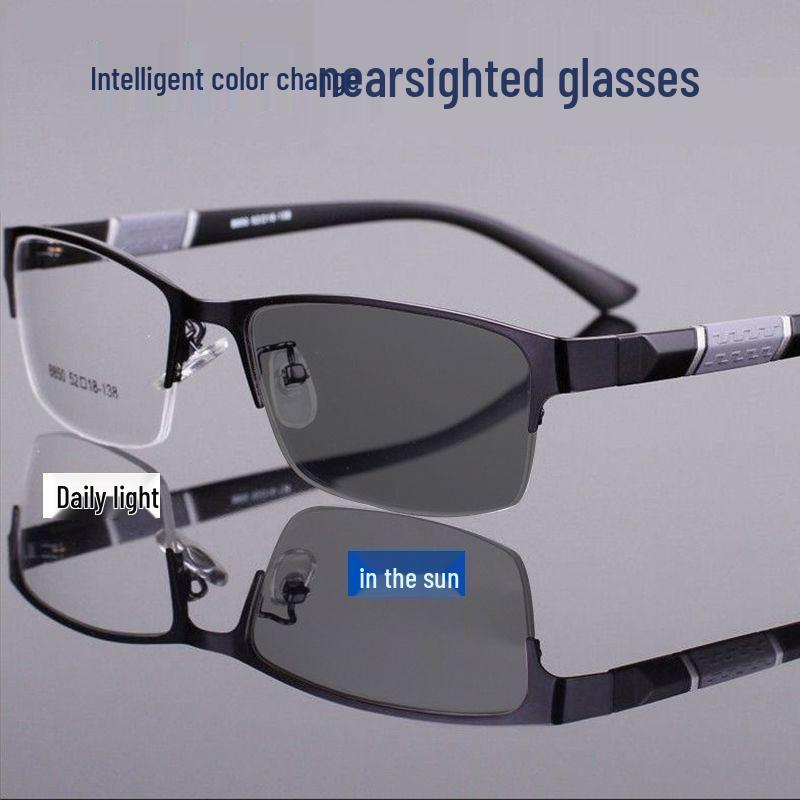 

Полуободковые мужские фотохромные очки для чтения с защитой от синего света, деловые 0 Power Blue Light Blocking