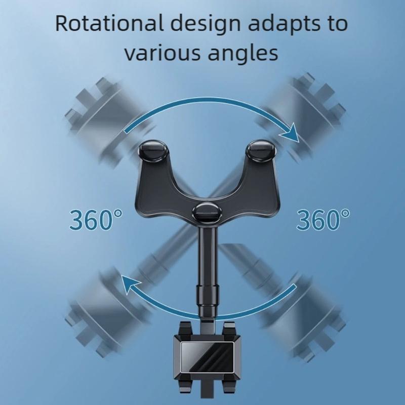 Universal Car Phone Mount With 360 Rotation ABS For Rearview Mirror Installation And Multiple Angles Adjustment