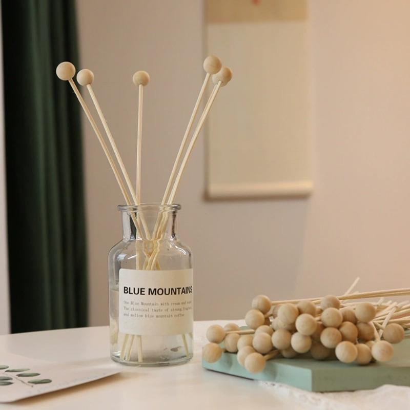 30Pcs/Lot Fireless Wood Ball Aroma Reed Diffuser Sticks Fragrance Diffuser Aromatherapy Rattan Reed Stick DIY Home Decoration