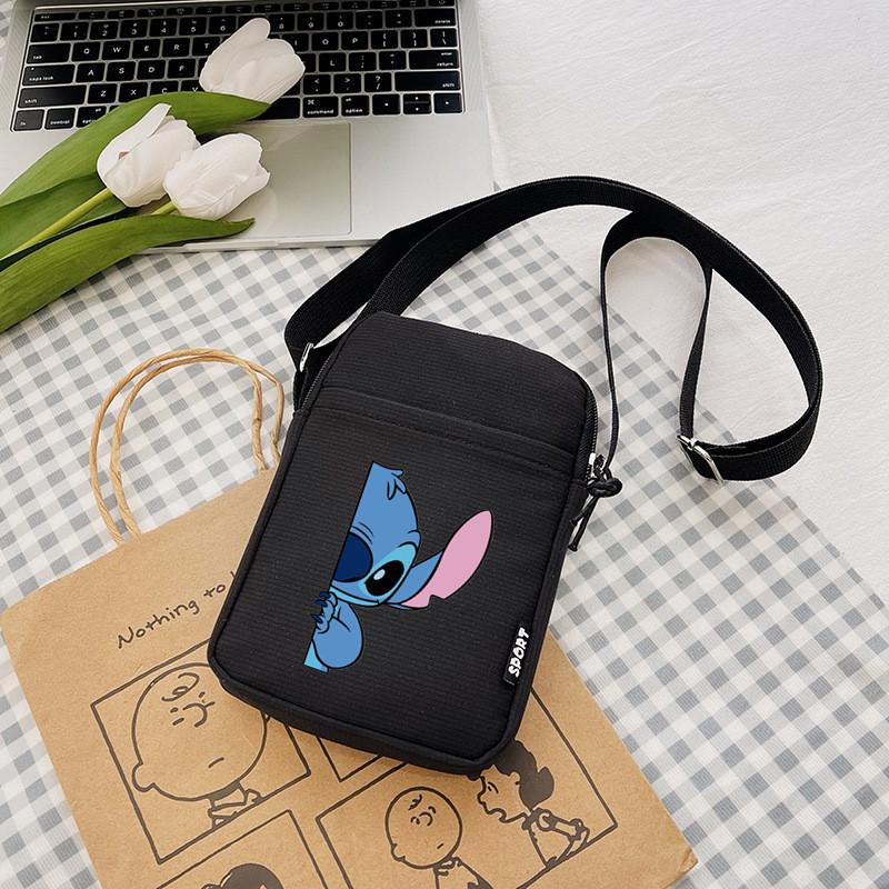 Pattern Stitch Anime Single Shoulder Crossbody Square Bag With Secure Zipper