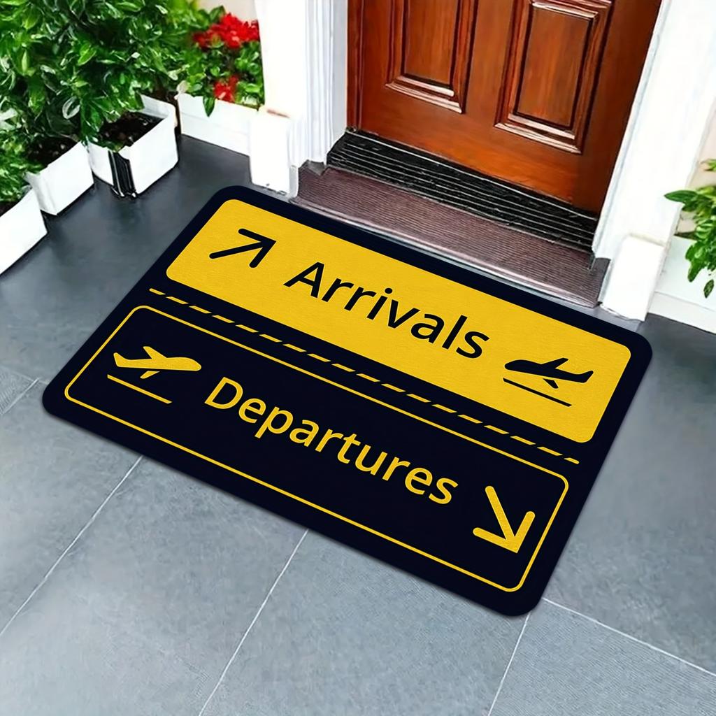 Airport Runway Doormat Plane Takeoff Rug, Soft Flannel Non-Slip Washable Door Carpet for Aviation Theme Home Decor