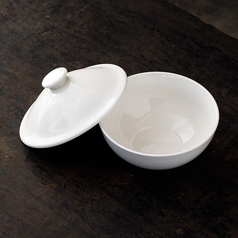 Off-White 8.2-Inch Lidded Soup & Noodle Bowl - 1600ml White Porcelain Stew Pot