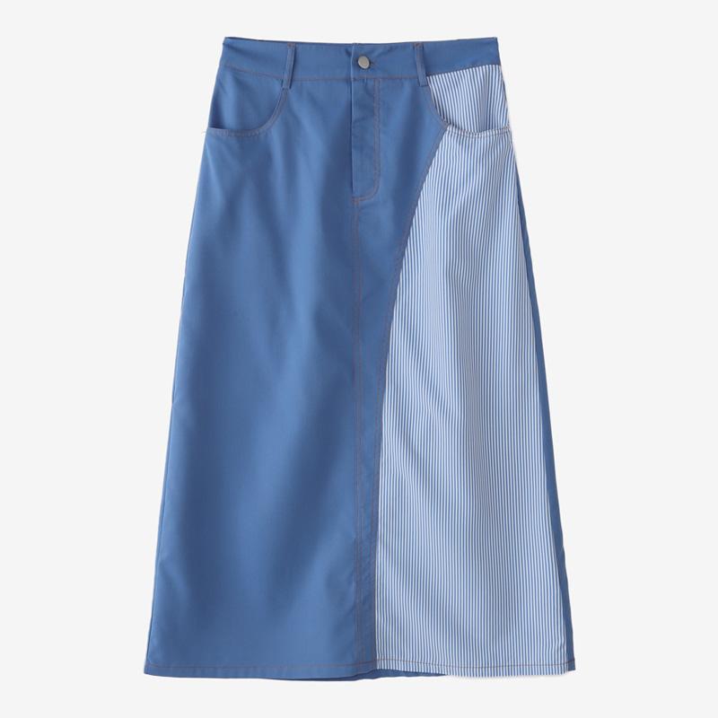 

ZANZEA Womens Summer Casual Stripe Patchwork Midi Skirts S синій