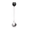 Stainless Steel Spoon Ceramic Cat Head Long Handle Stirring Spoon for Mug Coffee Honey Dessert