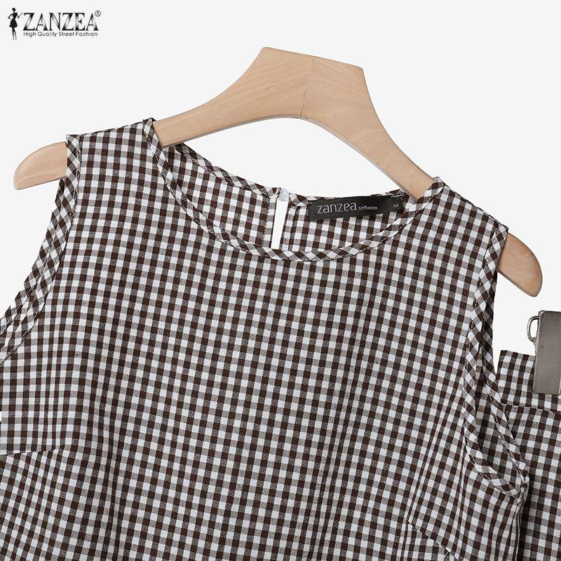 ZANZEA Women Sleeveless Vest Tops and Pants Summer Two Piece Suit Sets