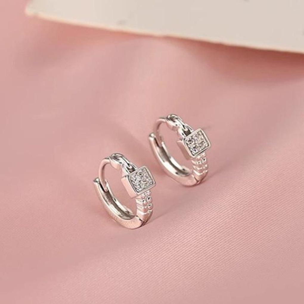 Women's Daily Silver Luxury Square Ring Earrings
