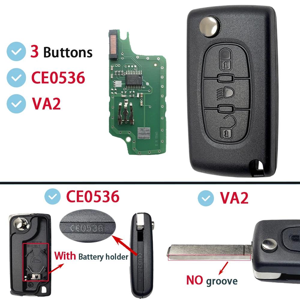 ASK FSK For Citroen C2 C3 C4 C5 C6 Xsara Berlingo For Peugeot 207 307 308 407 607 807 HU83 VA2 CE0536 CE0523 Flip-fjernkontroll bilnøkkel