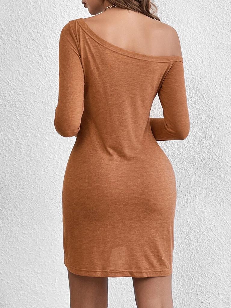 2025 Long Sleeve Loose Solid Colour T-Shirt Casual Elegant And Beautiful Women's Dresses Fashion Summer Dress