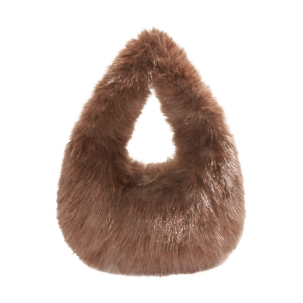 Women's soft plush handbag for winter, small and elegant tote bag for women, fashionable and trendy women's plush wallet