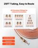 Brake Line Repair Kit, 45° Double & Single Brake Line Flaring Tool Kit, 7.6m x 4.76mm Copper Coated Brake Line (with 16 Fittings & 4 Unions) - Tube