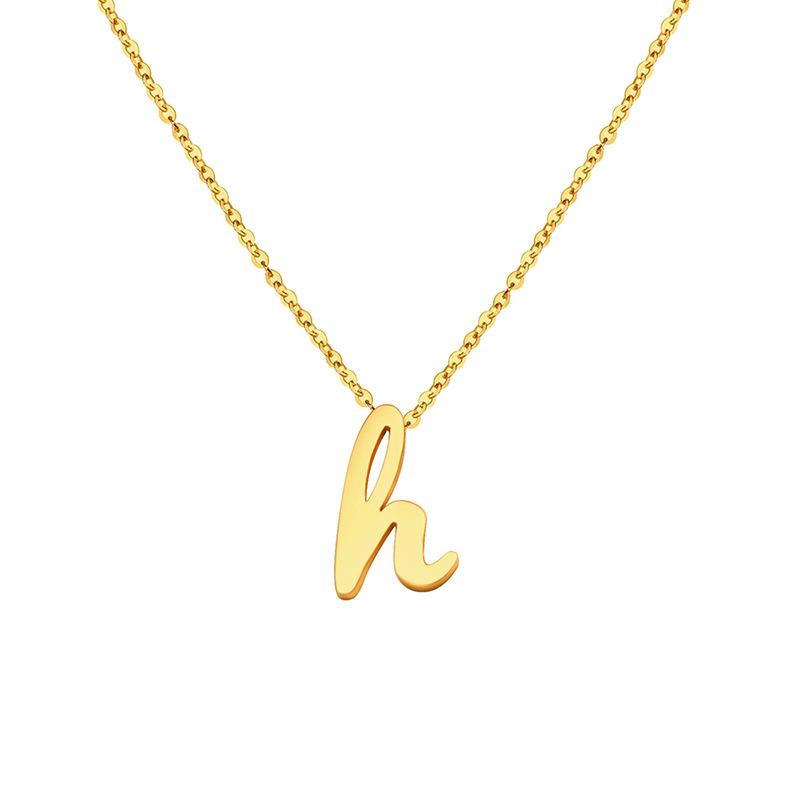Wind Niche H Letter Lucky Necklace, Titanium Steel Plated 18K Gold Non-Fading Collarbone Chain Jewelry