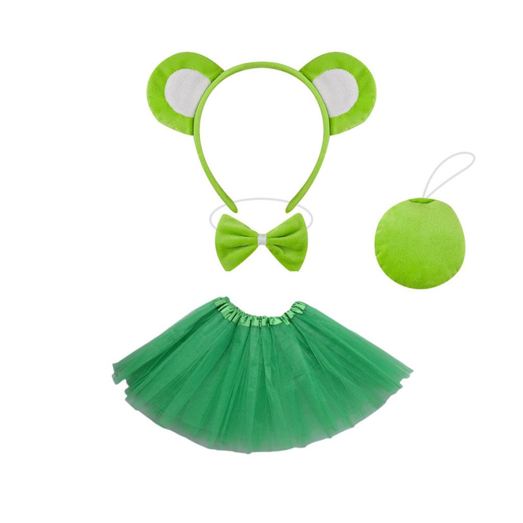 Cartoon Bear Ears Headband Bows Tie Mini Skirt Fashionable Soft Fabric Hair Accessory for Women and Kids