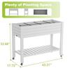 Elevated Raised Garden Bed with Wheels Outdoor Large Resin Patio Planter Box Stand Divisible with Drain Plug Ashen for Plants V