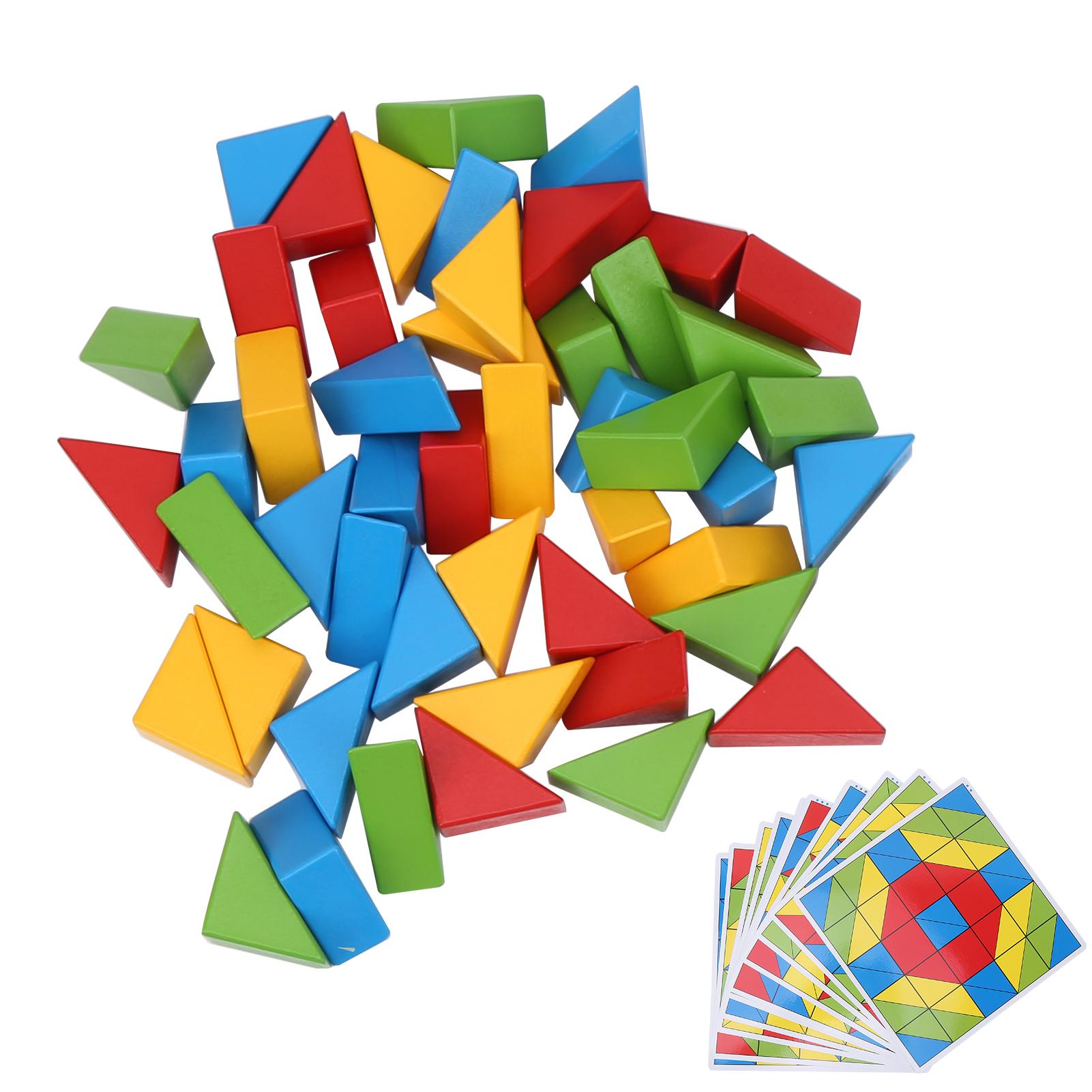 Triangular Wooden Building Blocks Toddler Kids Puzzle Block Toy Creativity Educational Toy