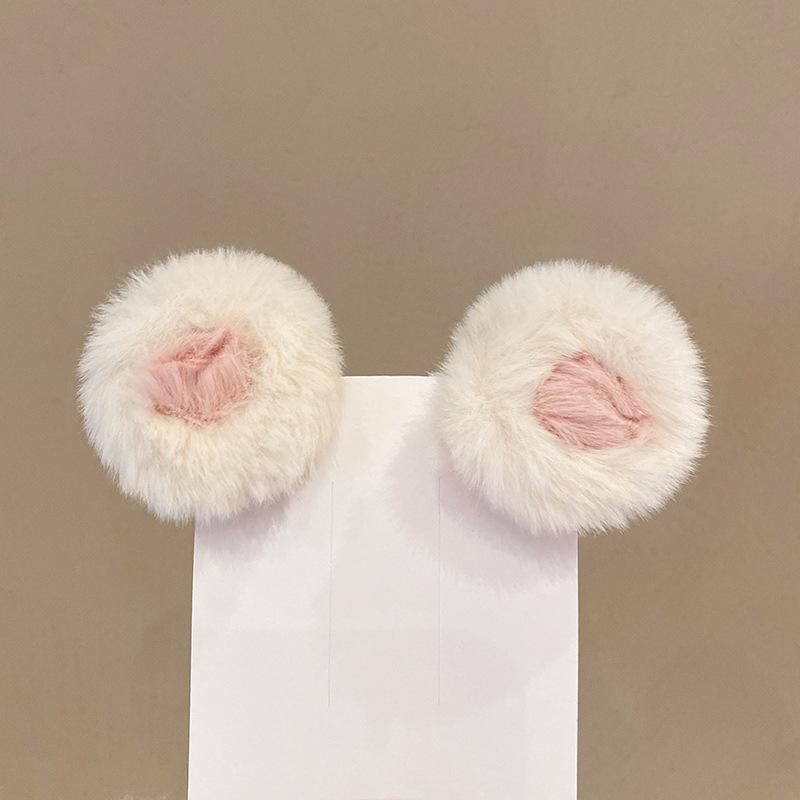 2Pcs/set Plush Animal Ears Hair Claw Clip for Kids Soft Cute Kawaii Cartoon Fuzzy Snap Clip for Children Girls Accessories Gift
