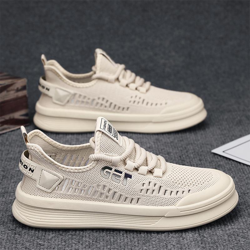 Summer Breathable Flying Woven Tide Shoes Hollow Sports Running Shoes Men'S Fashion Casual Shoes Summer Comfortable Single Shoes