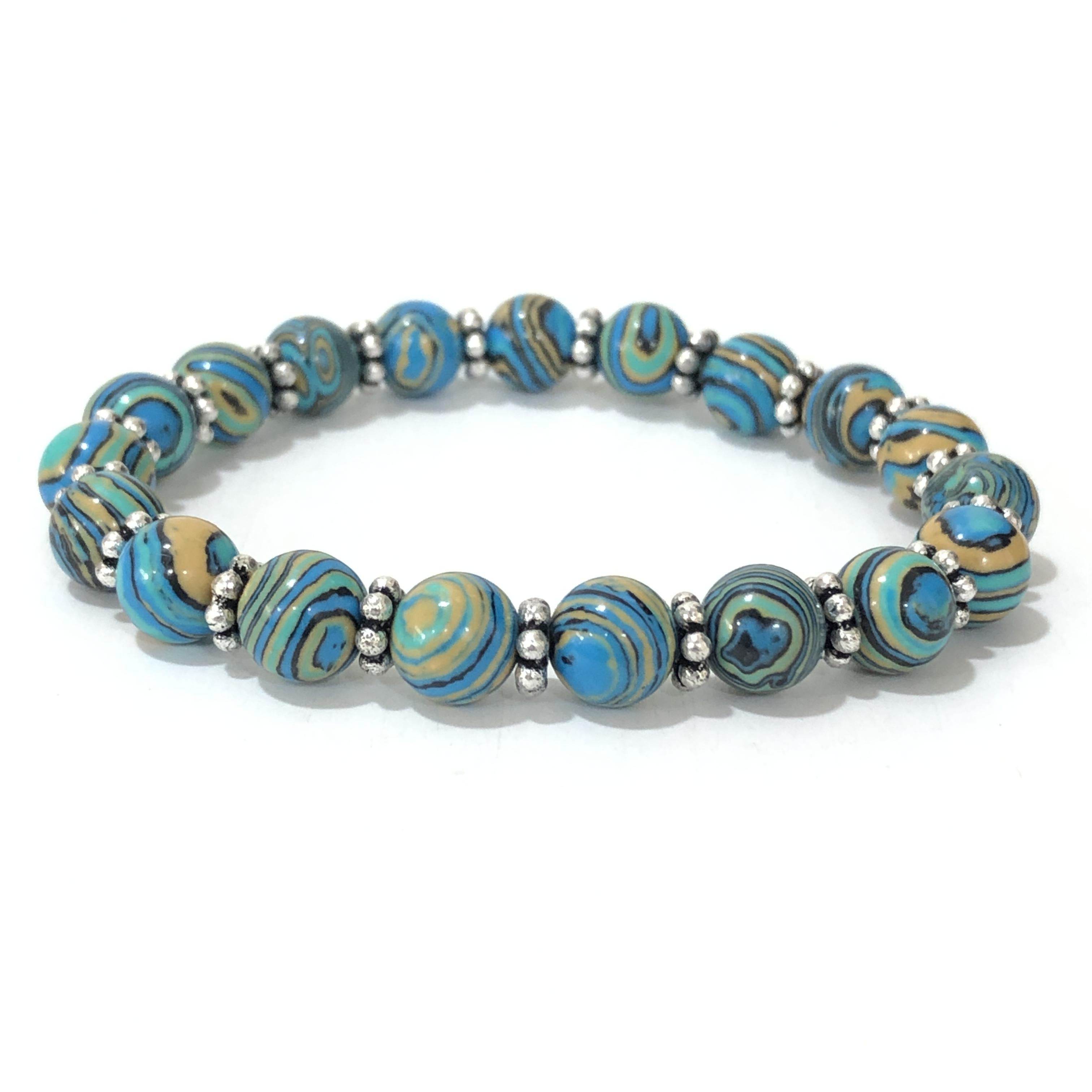 8 мм Натуральные Радужные Кальцилитовые Каменные Бусины Ювелирные Изделия Ручной Работы Эластичный Браслет на Чакры 7.5  Для Любви CSB-23