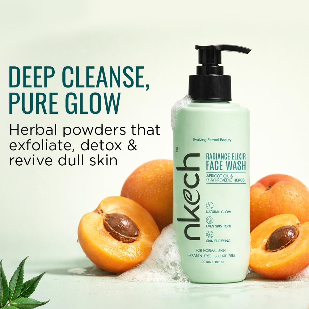 NKECH Face Wash Collection | Gentle, Detoxifying & Brightening Formulas with Ayurvedic Botanicals | Sulfate & Paraben Free | 100ml Each (Radiance E