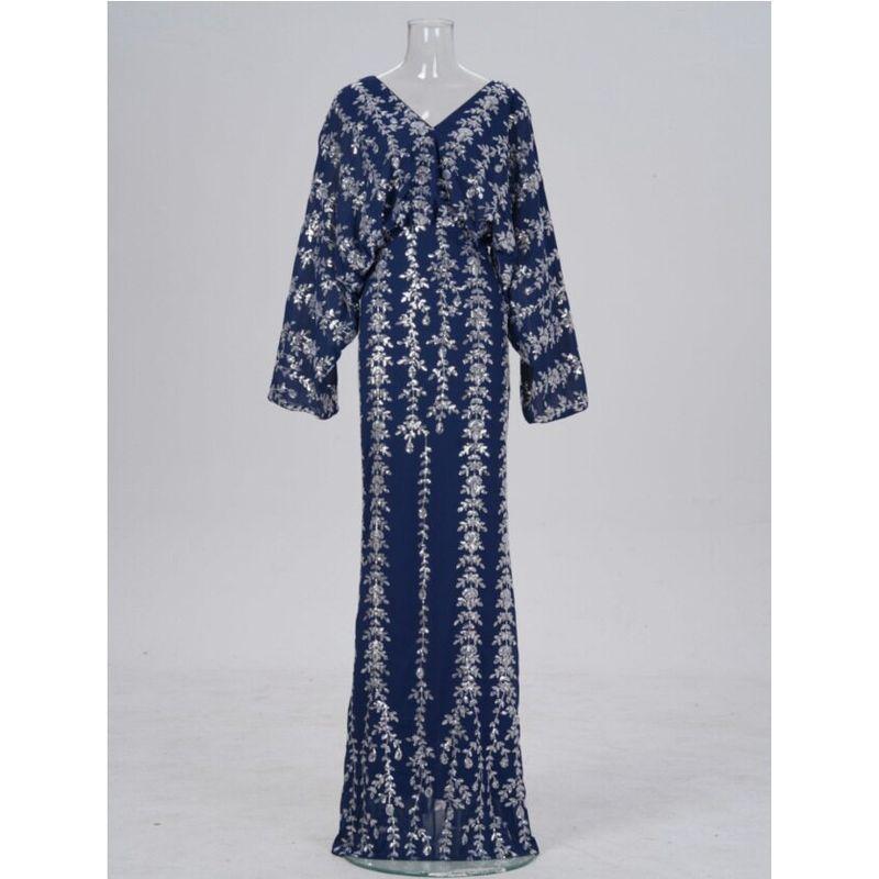 

Wedding Long Dress, Sexy Long Gown, Cross-Border European and American Fashion, New High-End Sequined Evening Dress Blue S