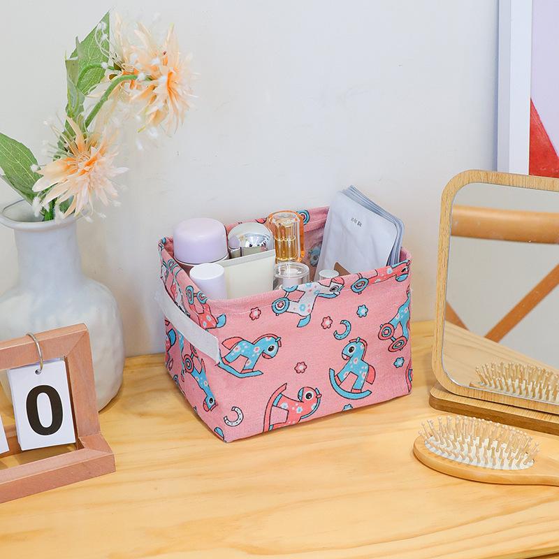Stoff Baumwolle und Leinen Aufbewahrungskorb für Kleinkram, Schreibtisch-Organizer-Box, Aufbewahrungskorb für Kleidung, Faltbare Spielzeug-Aufbewahrungsbox
