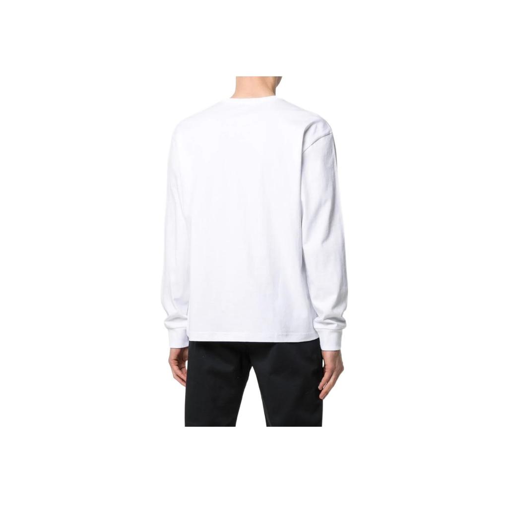 Vans Solid Color Logo Embroidered Pullover Crew Neck Long Sleeve Sweatshirt Men sweatshirt White VN0A5E1LWHT