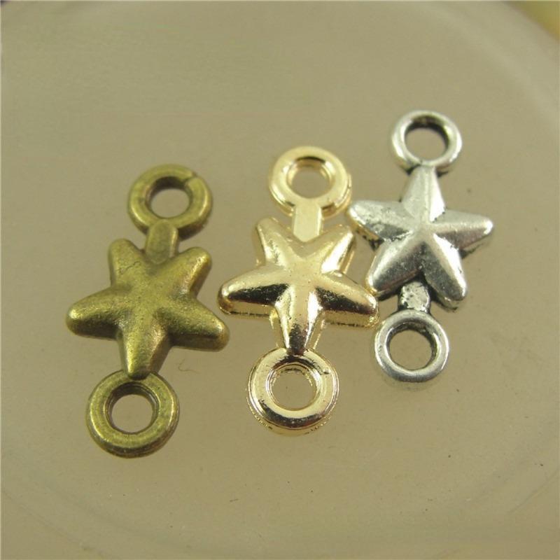 100 Stück/Beutel 15x7mm Fünfzackiger Stern Stil Verbinder Handgefertigte Anhänger Anhänger DIY für Armband Halskette.