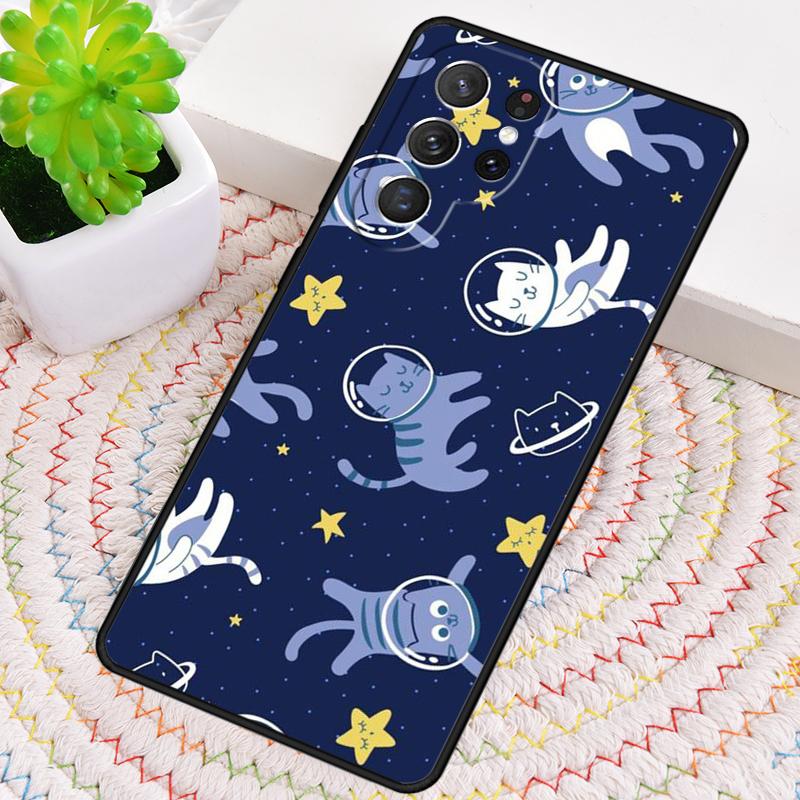 Space Happy Cats TPU Phone Case For Samsung Galaxy Note 10 Pro S26 S25 S24 S23 S22 Ultra Plus S21 FE S20 Shockproof Cover
