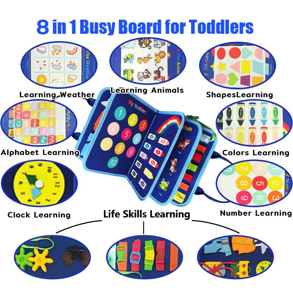 Baby Busy Board Early Educational Toys Toddlers Montessori Busy Book Activity Skills Learning Board Sensory Development Toys