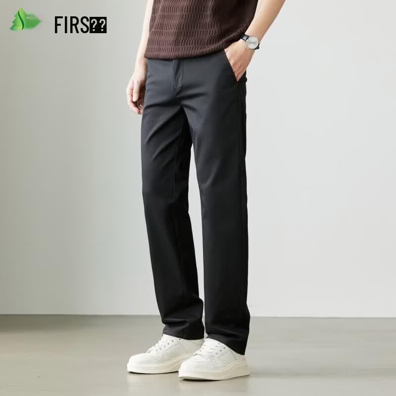 FIRS Men's Cotton-Feel Summer Straight-Leg Casual Pants
