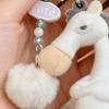 Nyckelring Plysch Hästberlock Nyckelring med Pälskula Dekoration Året för Hästen Bärbar Ryggsäck Handväska Berlock Nyckel Tillbehör