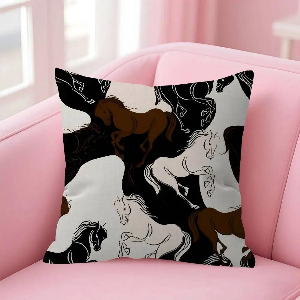 Fashion Cushion Cover Horse Print Luxury Decorative Pillow Case for Home Office Sofa Car Bedroom Decor Gift Hot Sale