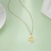 Islamic Muslim Allah Layered Necklaces for Women Stainless Steel Charm Water Drop Heart Shape Allah Pendant Double Layer Necklace Islamic Jewelry