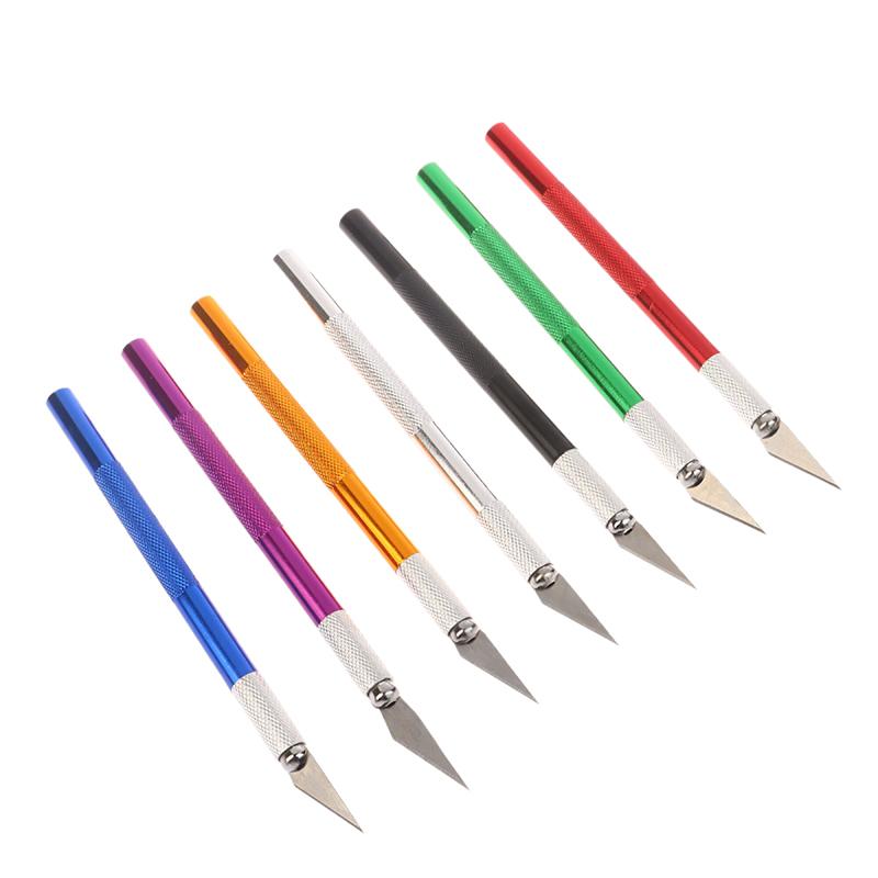 Kit de Ferramentas com Faca de Bisturi de Metal Antiderrapante Cortador Gravação Artesanato Facas + 10 Peças Lâminas Celular Placa de Circuito Impresso Reparo DIY Ferramentas Manuais
