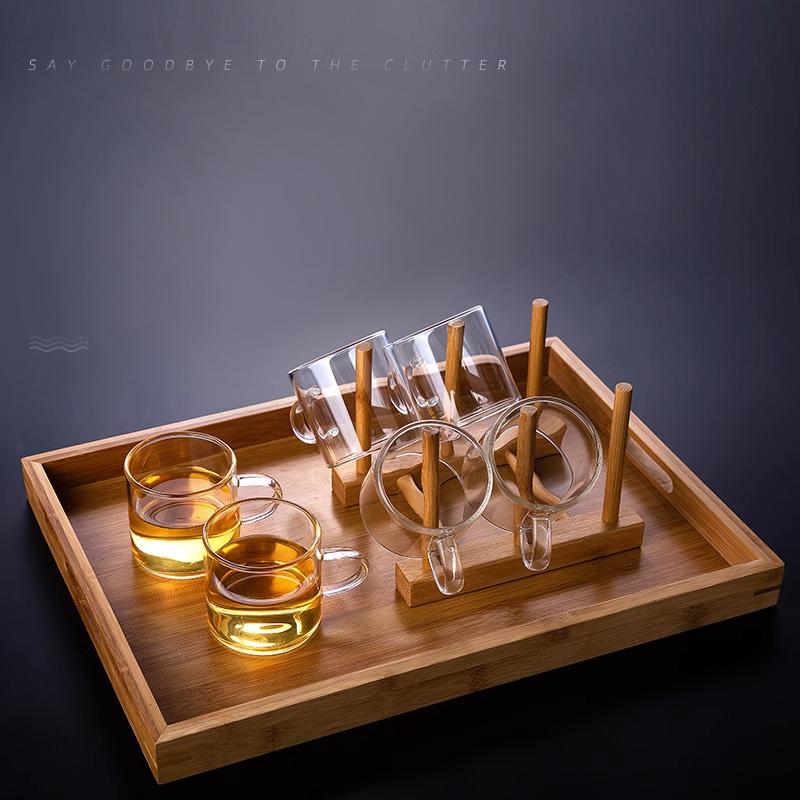 GIANXI Thicken Glass Tea Cup With Handle Transparent Heat Resistant Glass Tea Cups Chinese Kung Fu Tea Puer Tea Cup Set