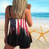 Damen-Badeanzug mit Schultergurt und Blumendruck, Bikini, kurzer Tank-Top-Badeanzug