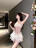 Small Fragrant Wind Bow with Chest Pad, Heavy Industry Lace Sling Vest, Summer One-word Shoulder Fishbone Tube Top