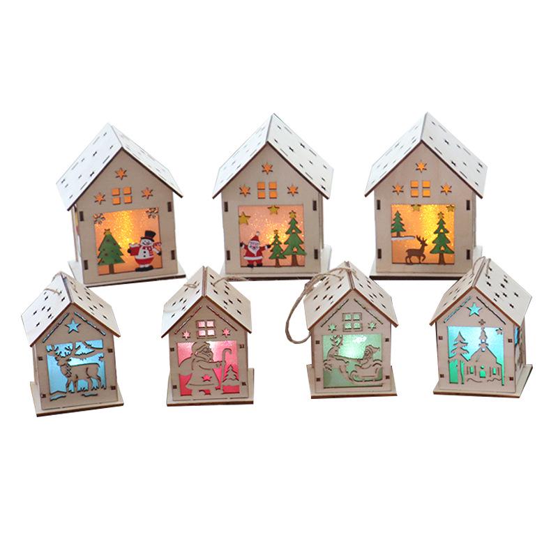 Glowing Wooden Christmas House Ornament DIY Kit for Kids