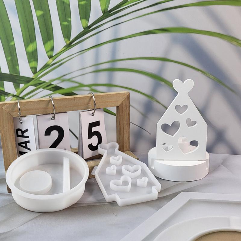 Heart Shape House Silicone Mold Love Houses Concrete Moulds Casting Molds Gypsum Candle Holder Ornaments Resin Mould Home Decor
