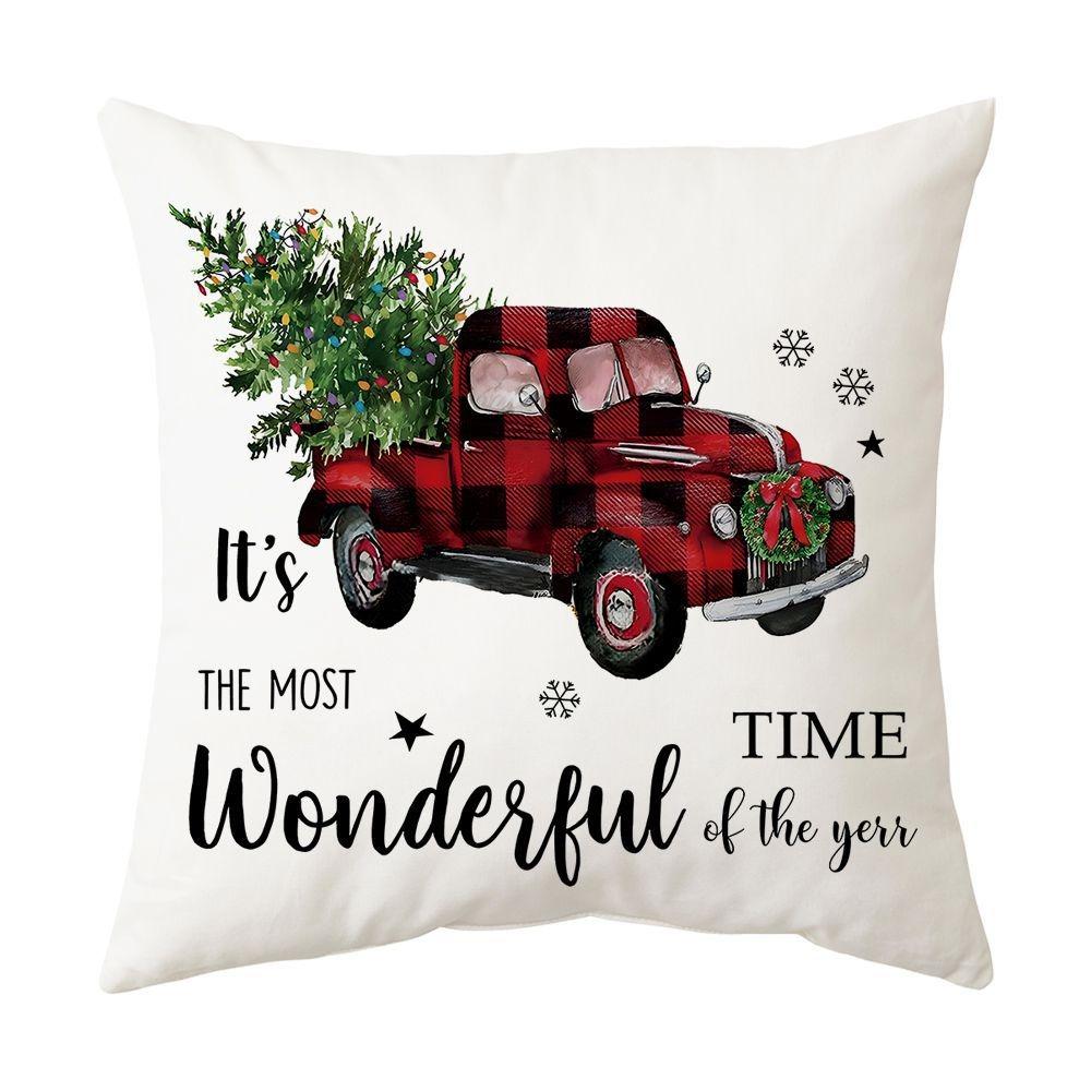 Christmas home decoration pillow cover Merry Christmas Snowman Christmas tree plaid printed cushion cover Sofa room decoration