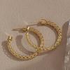 LNCHRAN Retro Golden Woven Copper C-Shaped Ear Cuff Earrings for Women