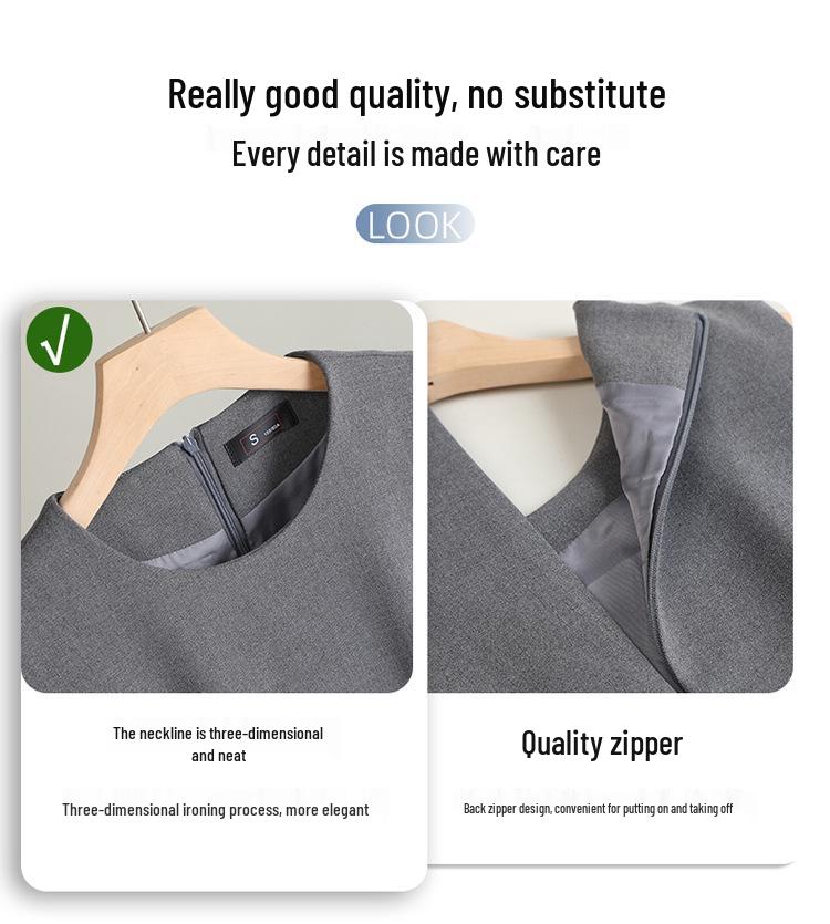 Women's Blue Vest Dress - Spring/Autumn College & Teacher Interview Outfit, Academy Style, Professional Commuting Skirt