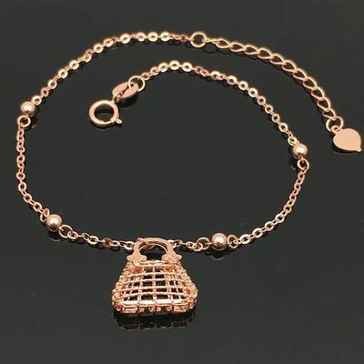 Kreativer hohler Linienbeutel Anhänger modisches Glanz Kupfer plattiert Roségold Armband für Frauen Kette Armreifen Party Zirkon