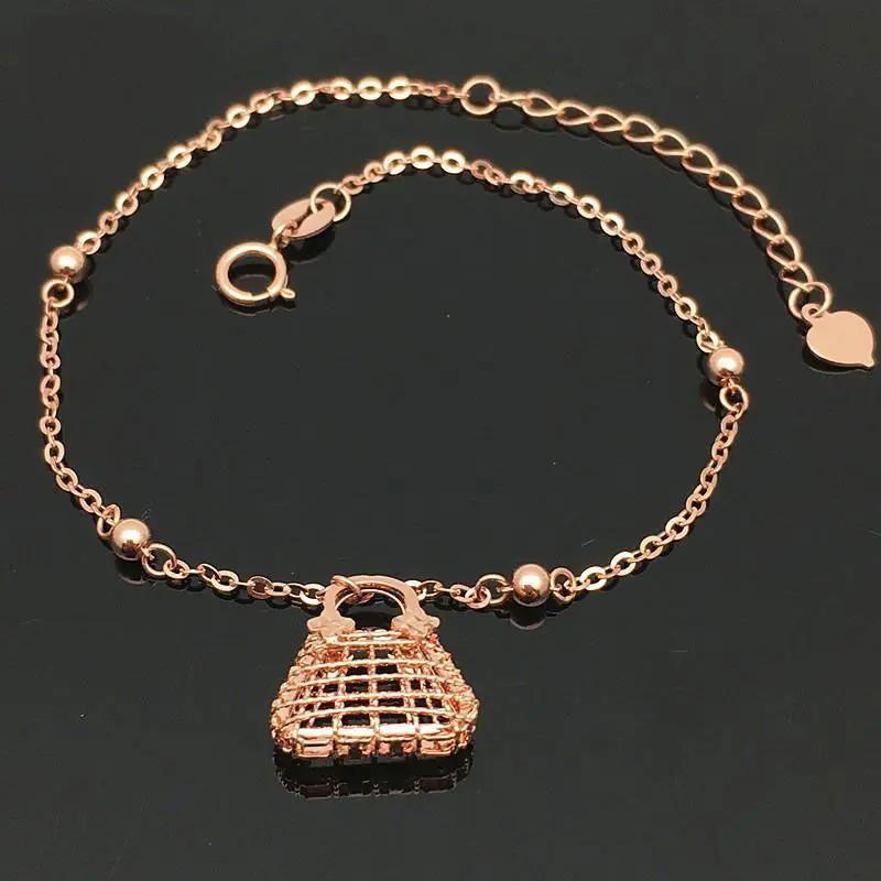 

Креативный полый линейный кулон для сумки, модный браслет из розового золота с медным покрытием, для женщин, цепочка, браслеты-манжеты для вечеринки, циркон 17-20cm
