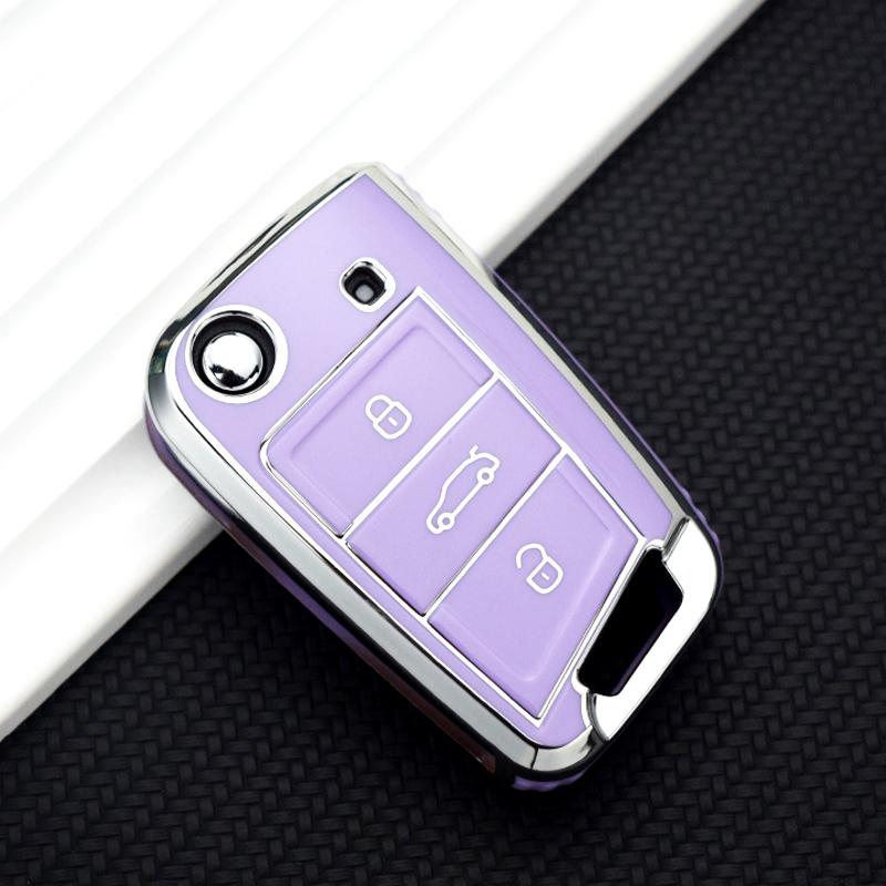 

For Vw Skoda Octavia A7 Fabia Leon Rapid Karoq Seat Leon Ateca Ibiza Toledo Golf 7 T-Cross Polo T-Roc Car Key Cover Case Holder