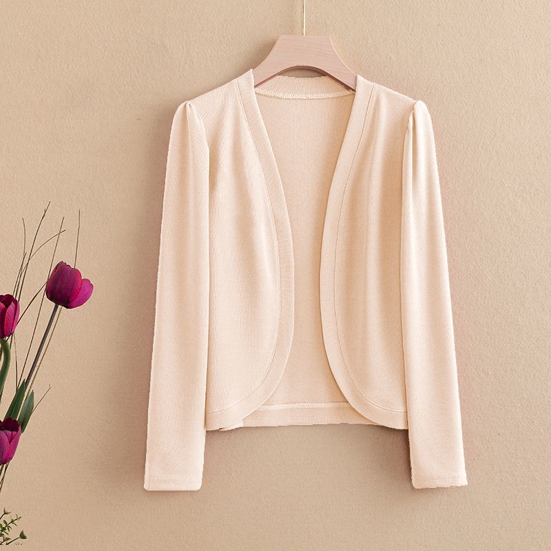 

Верхняя одежда для весны и лета, тонкий трикотажный кардиган, топ из ледяного шелка, солнцезащитный, небольшой платок, однотонный, свободный, короткий фасон 6XL