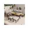 Garden Furniture Set, Caramel Chair, Set of 4. Corner Sofa, 2 Stools, Grey